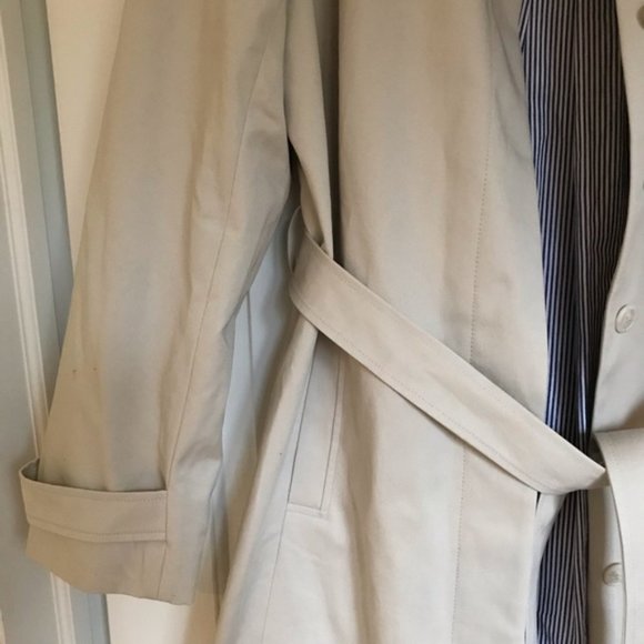 Garnet Hill Khaki Pinstripe Lining Fall 🍂 🍁 Trench Coat - Picture 5 of 7